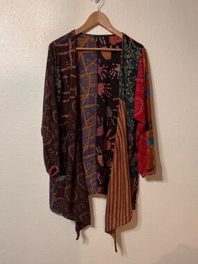 Sacred Threads Boho Mixed Print Open Front Festival Kimono Top Large/XL